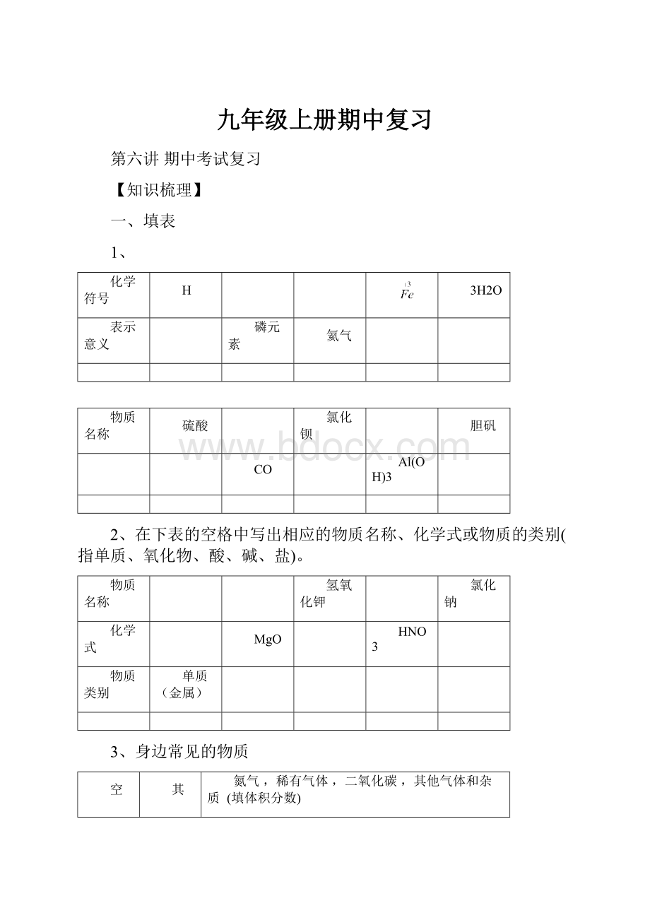 九年级上册期中复习.docx