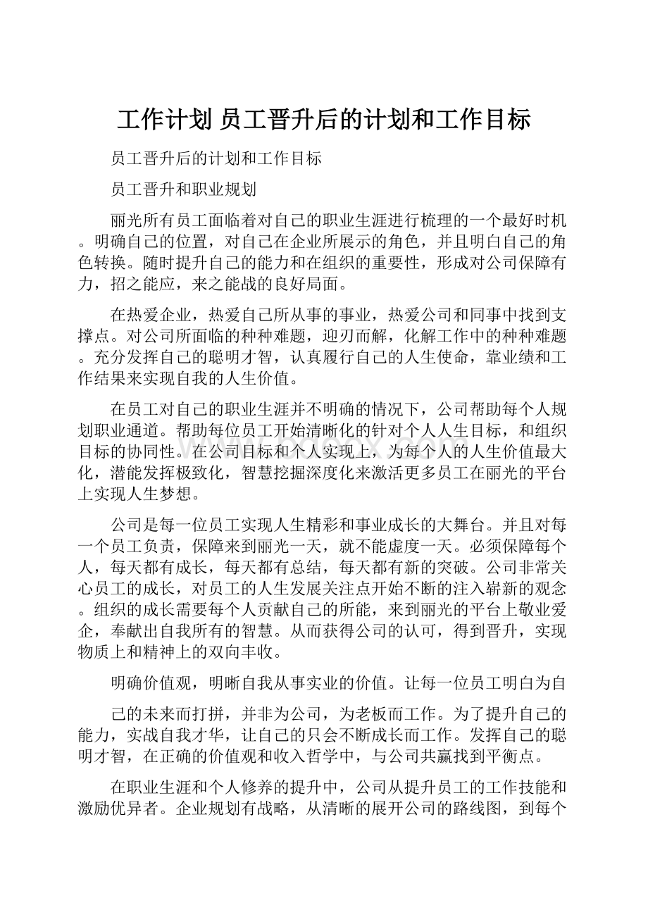 工作计划 员工晋升后的计划和工作目标.docx