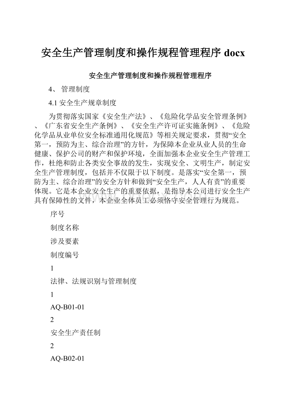 安全生产管理制度和操作规程管理程序docx.docx