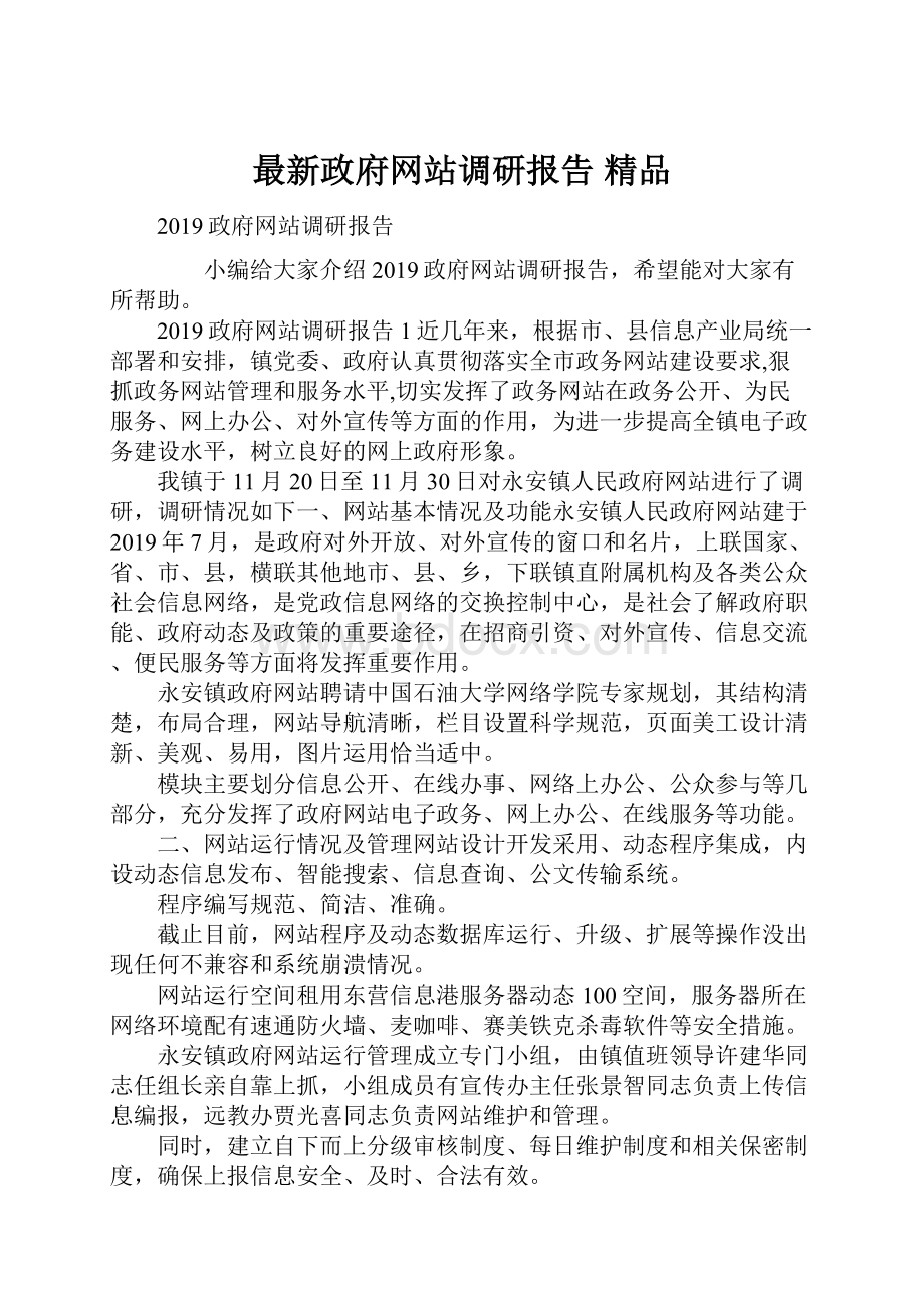 最新政府网站调研报告 精品.docx