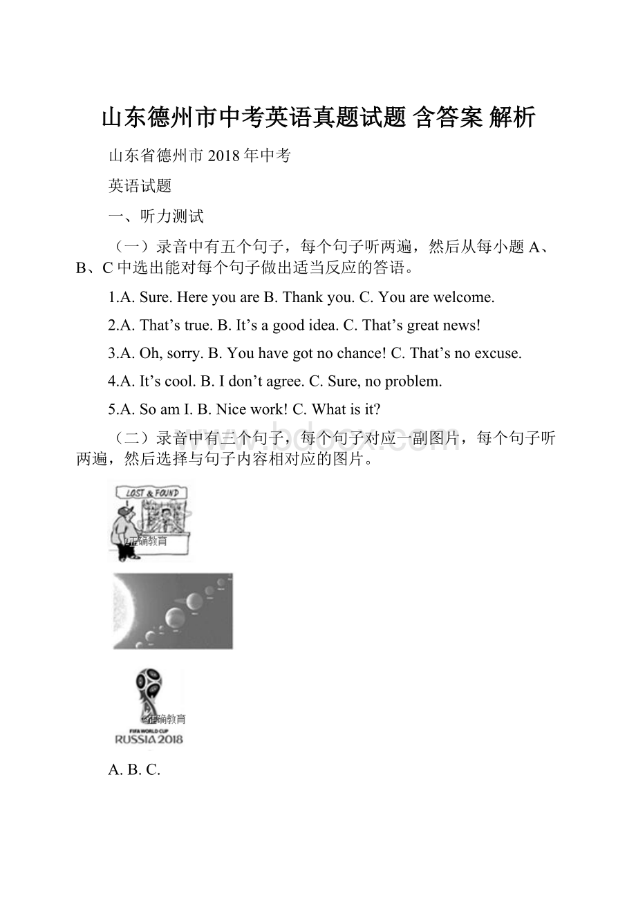 山东德州市中考英语真题试题 含答案 解析.docx