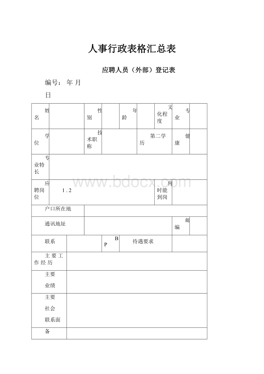 人事行政表格汇总表.docx_第1页