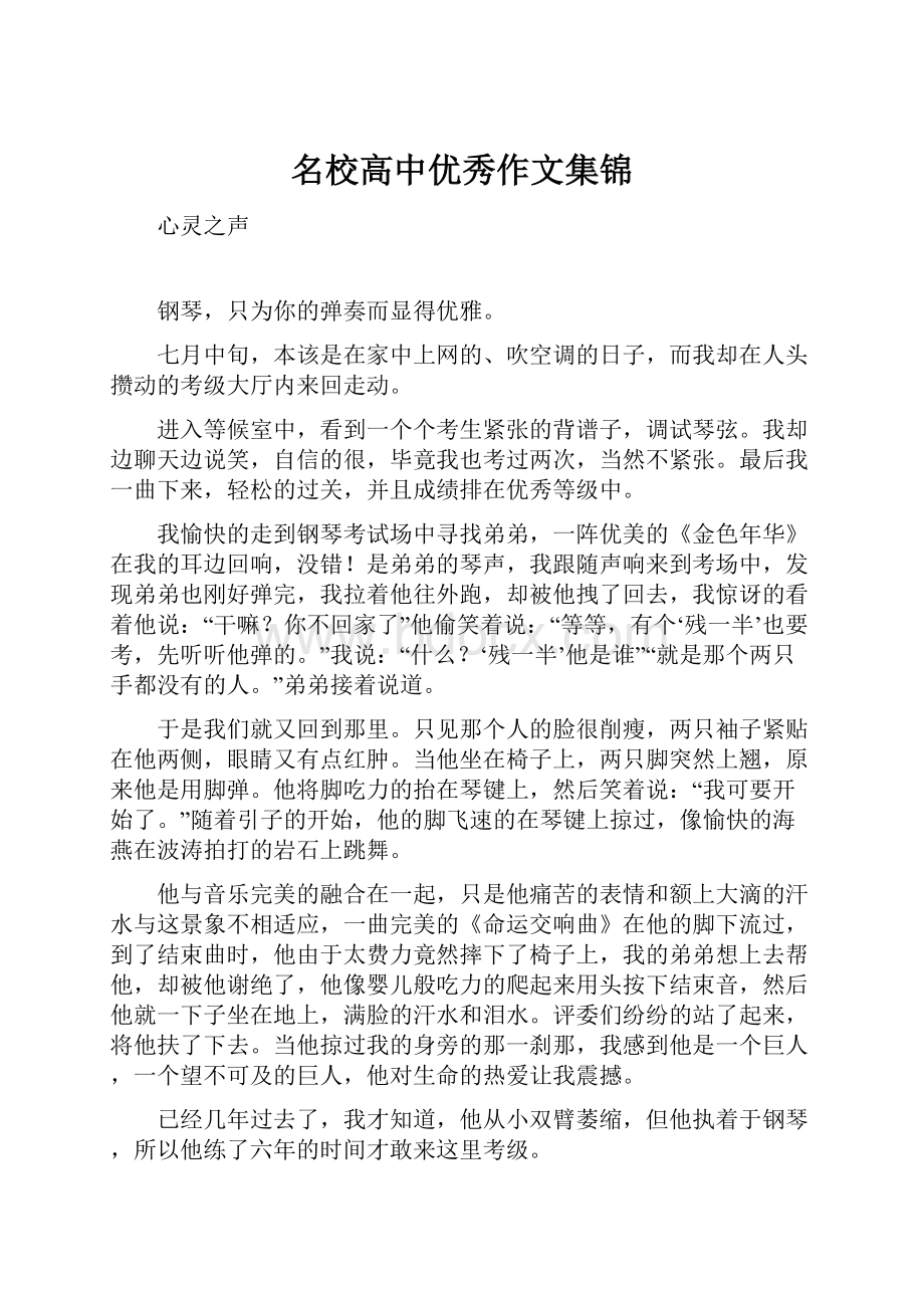 名校高中优秀作文集锦.docx