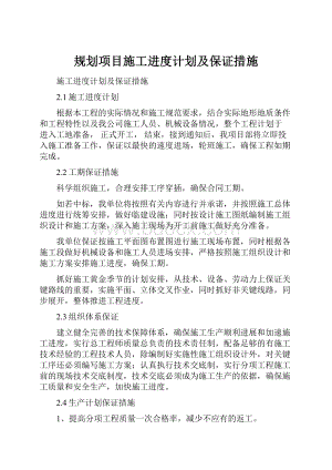 规划项目施工进度计划及保证措施.docx