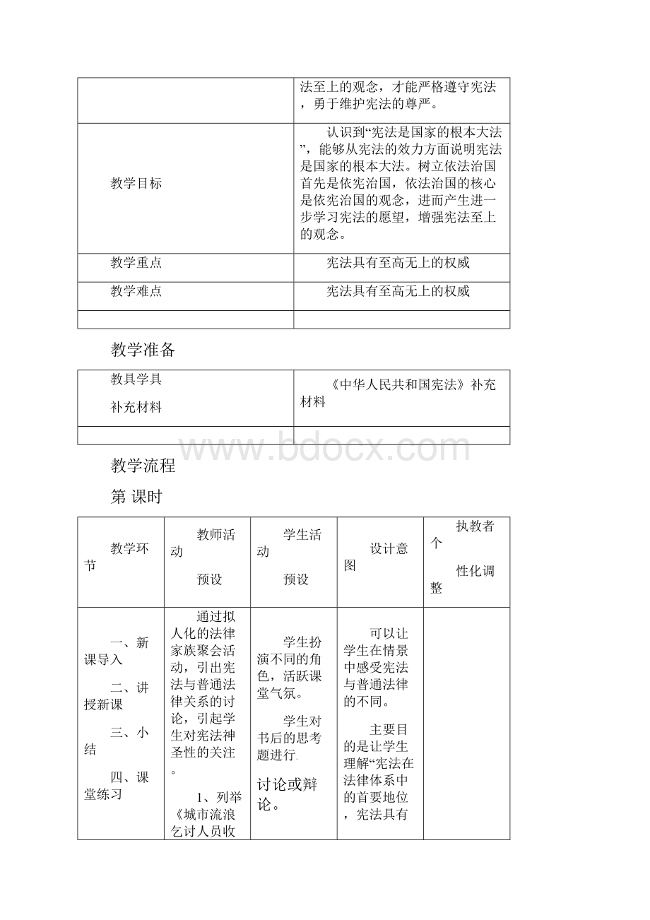 人民版思品九年《神圣的宪法》word教案.docx_第2页