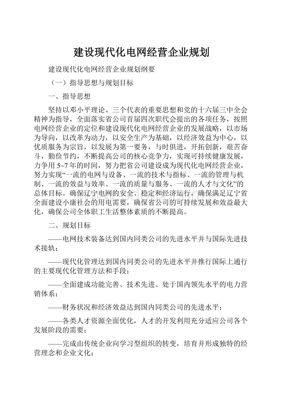 建设现代化电网经营企业规划.docx