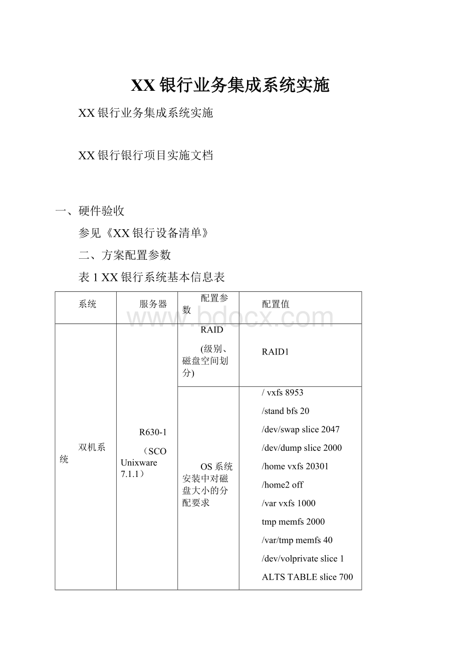 XX银行业务集成系统实施.docx_第1页