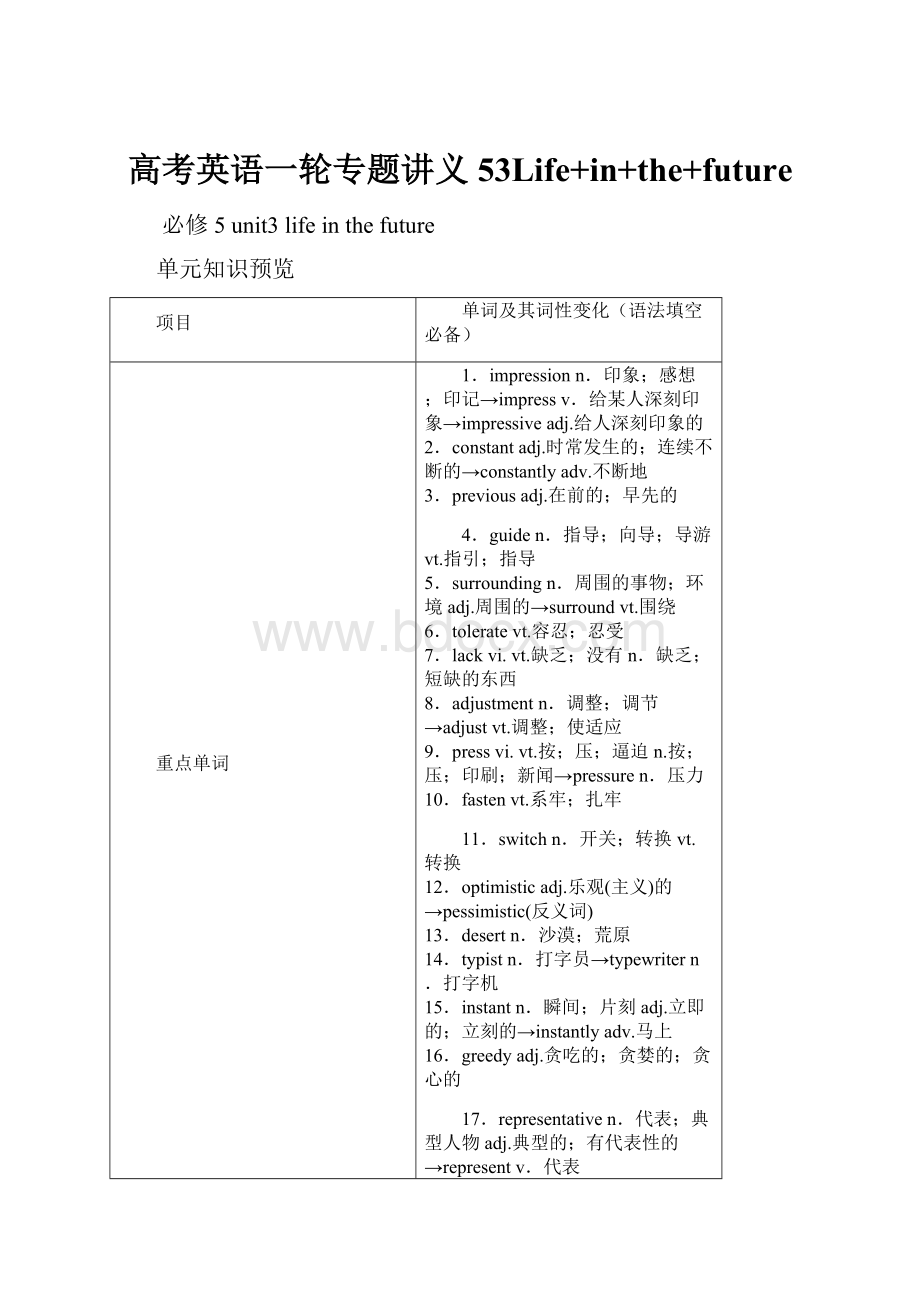 高考英语一轮专题讲义53Life+in+the+future.docx