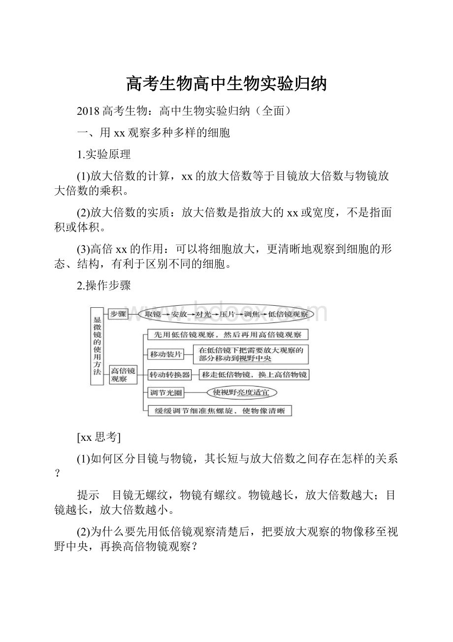 高考生物高中生物实验归纳.docx