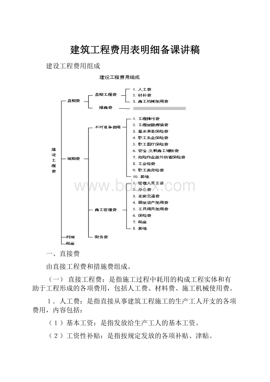 建筑工程费用表明细备课讲稿.docx