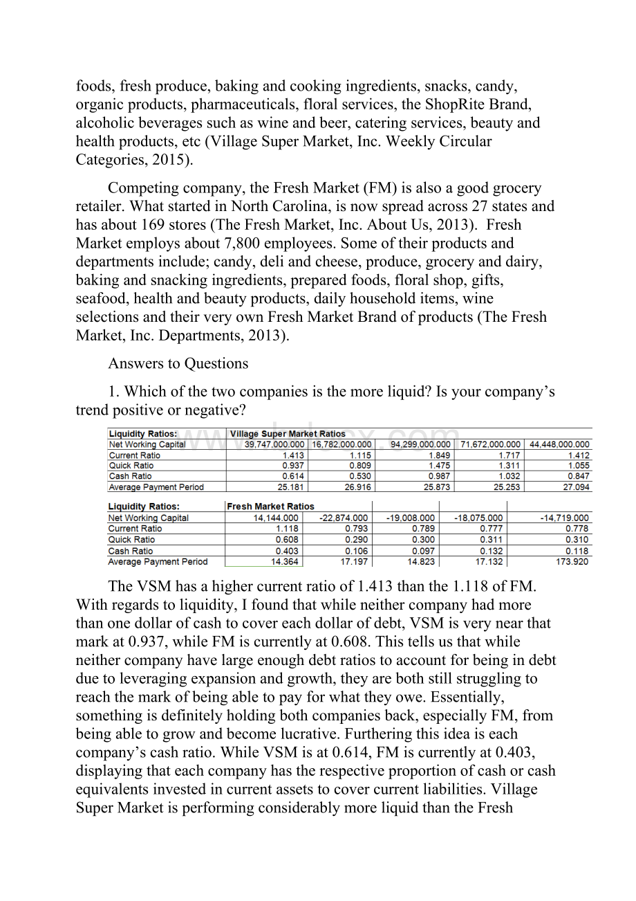 美国Village和Fresh超市会计财务报表对比分析英文版.docx_第2页