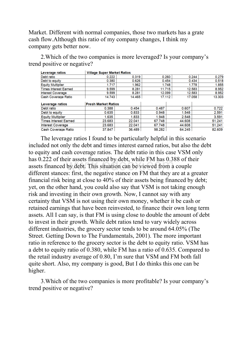 美国Village和Fresh超市会计财务报表对比分析英文版.docx_第3页