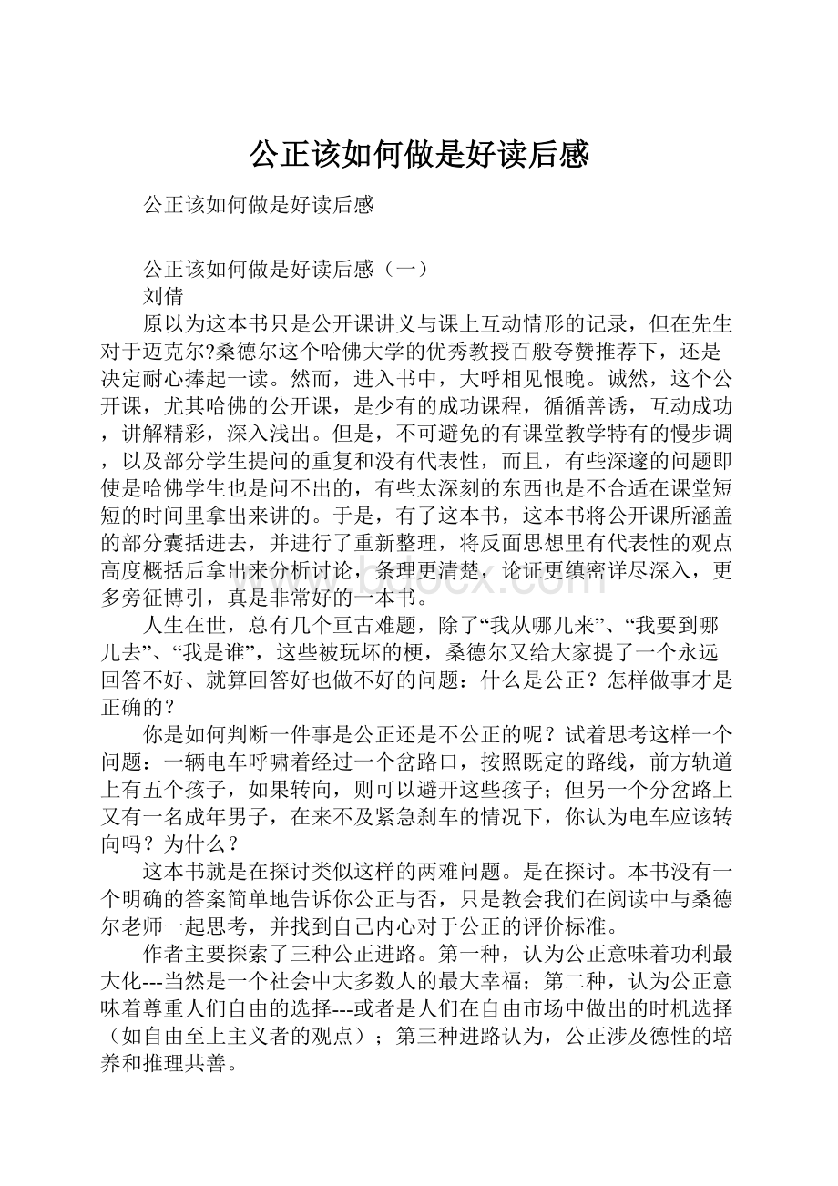 公正该如何做是好读后感.docx