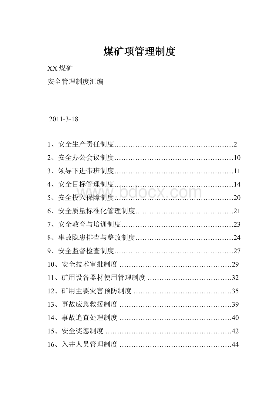 煤矿项管理制度.docx