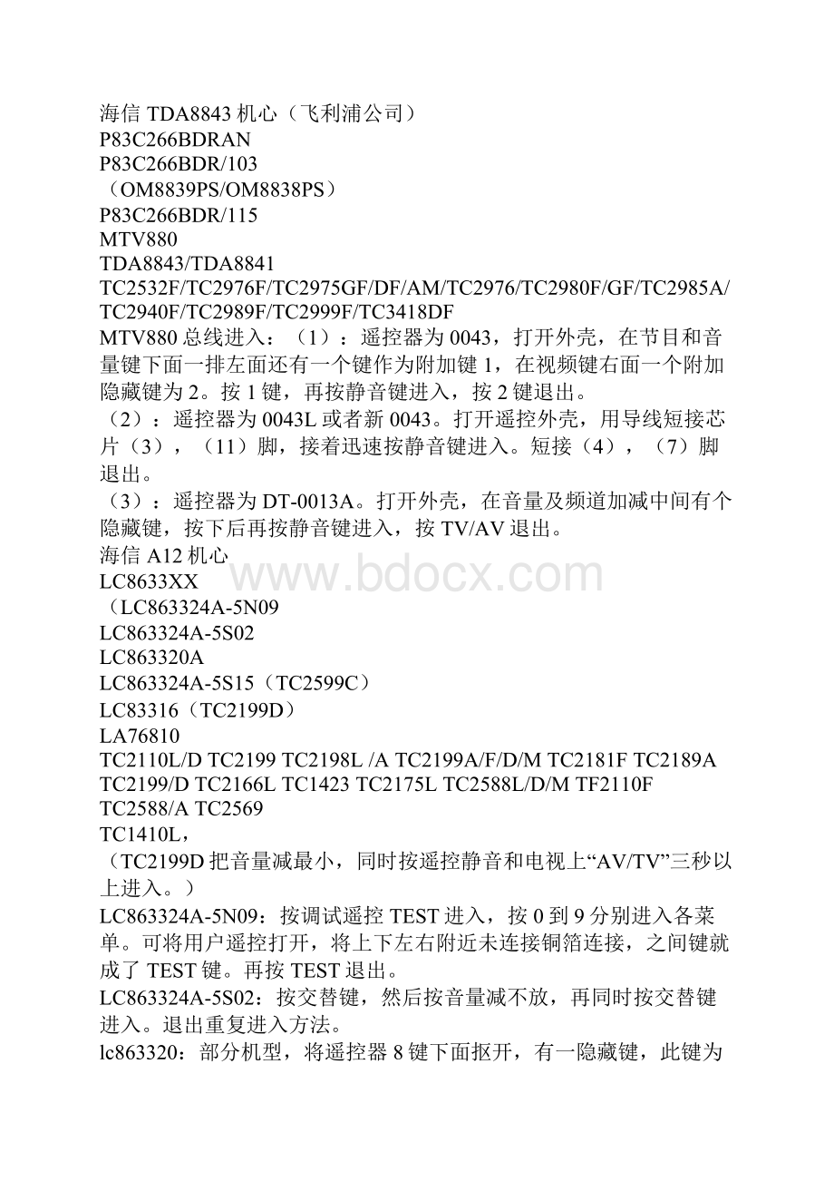 海信机型分类及总线进入方法精品文档16页.docx_第2页