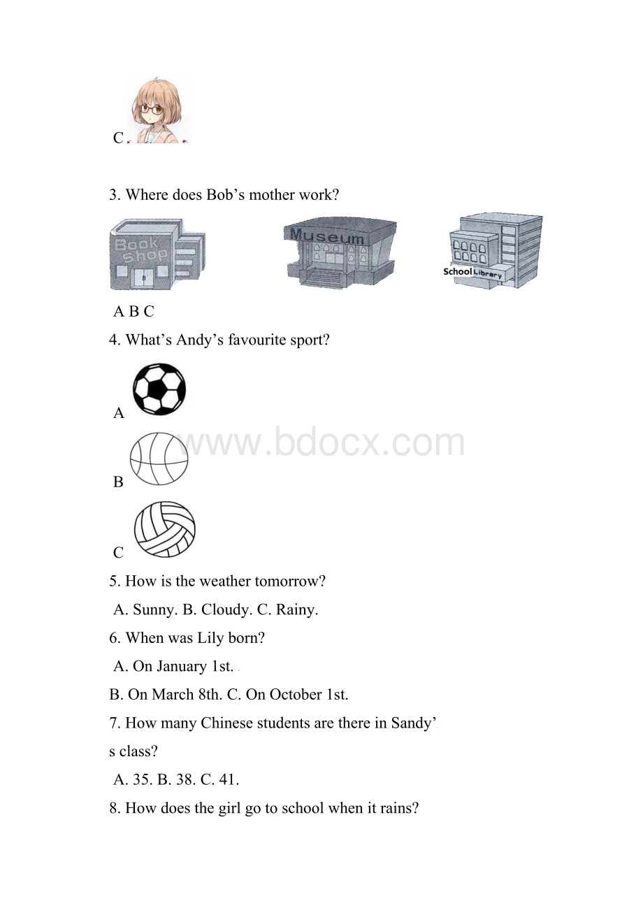 初中英语七年级上册期中考试试题含答案.docx_第2页