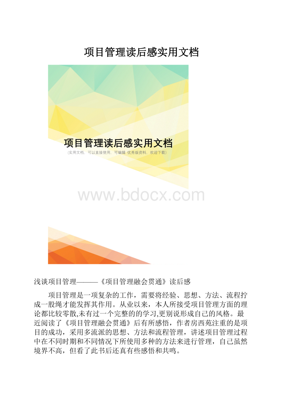 项目管理读后感实用文档.docx