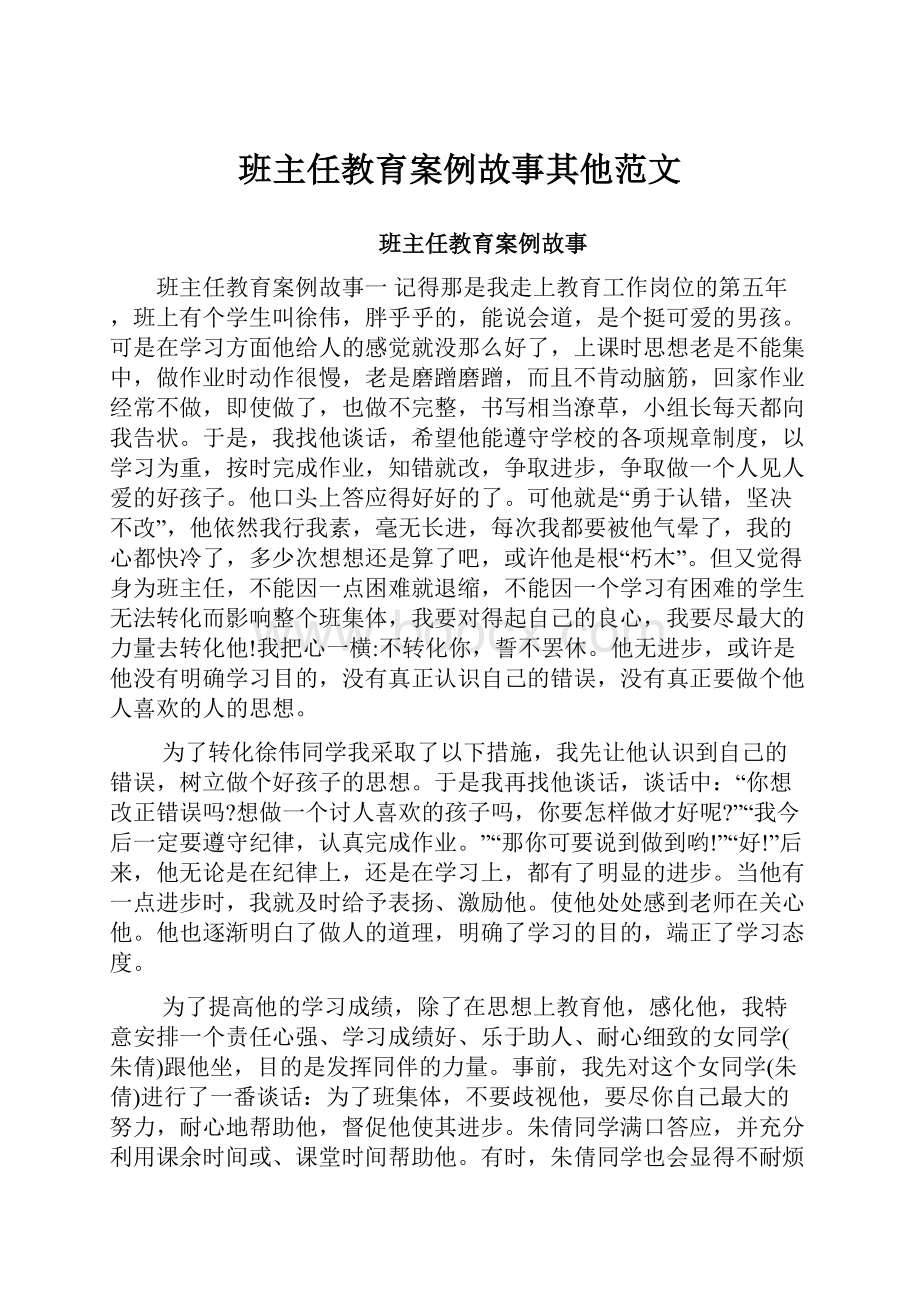 班主任教育案例故事其他范文.docx