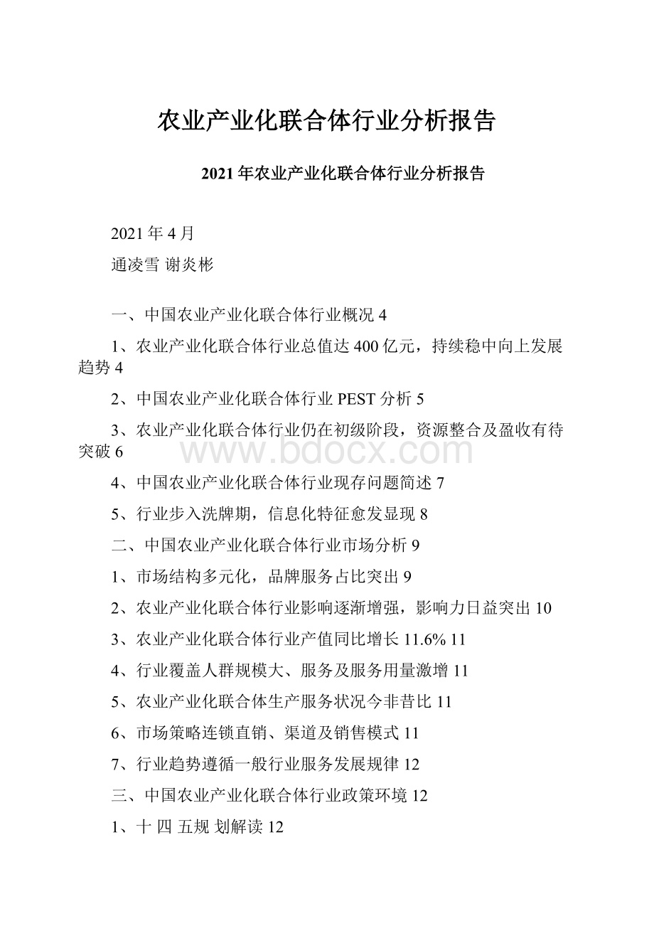 农业产业化联合体行业分析报告.docx