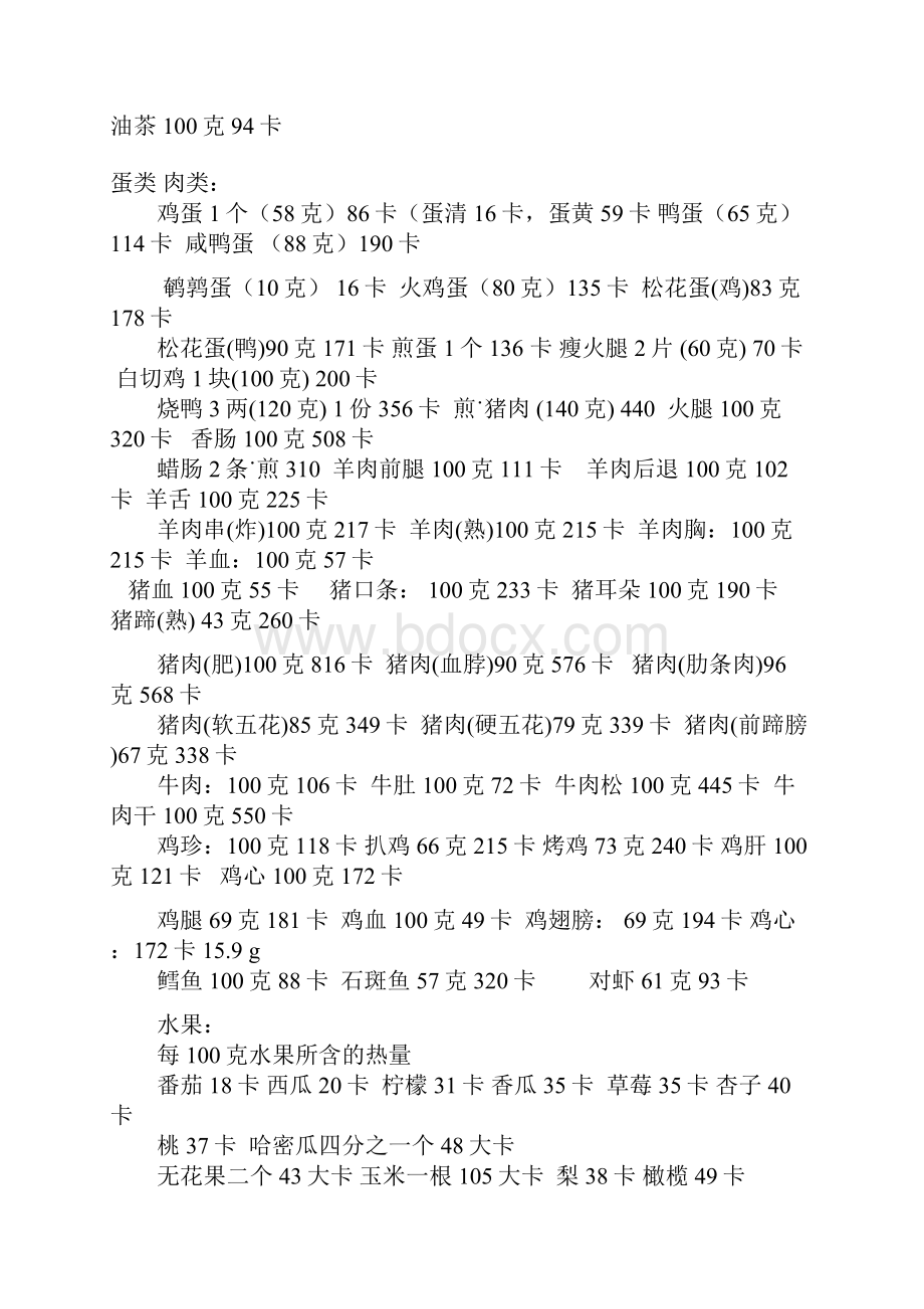 传说中目前最全面的卡路里热量表.docx_第2页