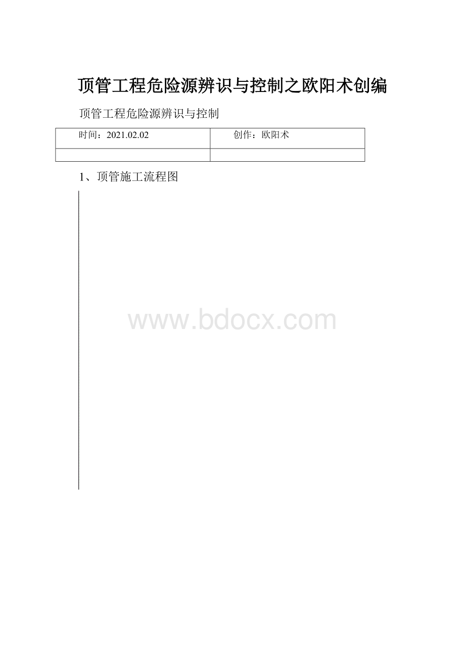 顶管工程危险源辨识与控制之欧阳术创编.docx