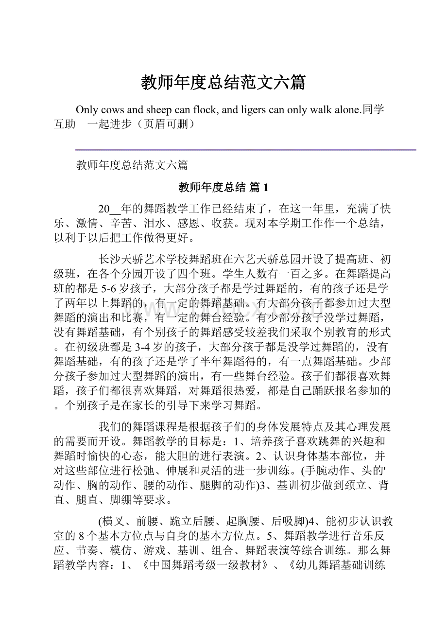 教师年度总结范文六篇.docx