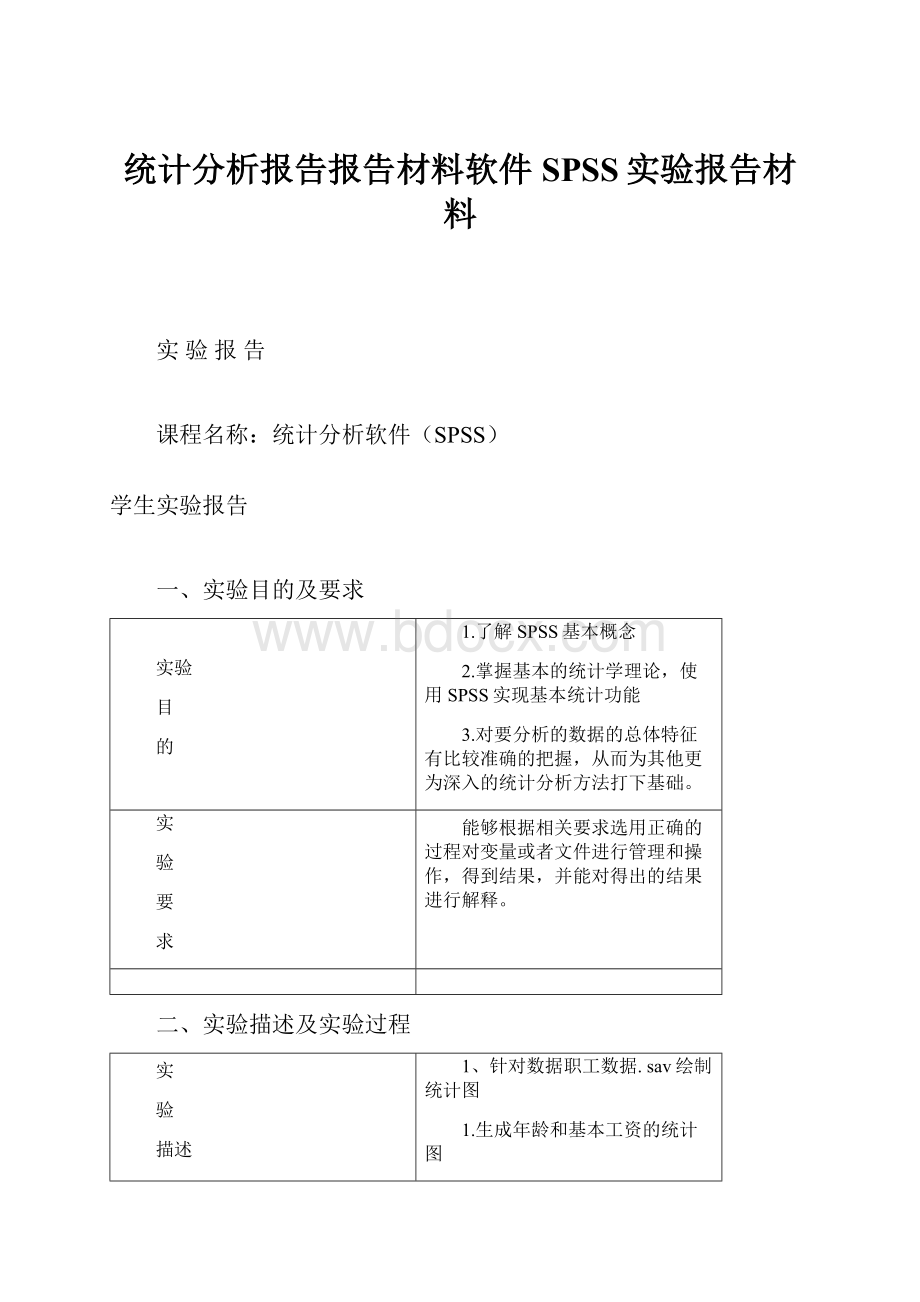 统计分析报告报告材料软件SPSS实验报告材料.docx_第1页