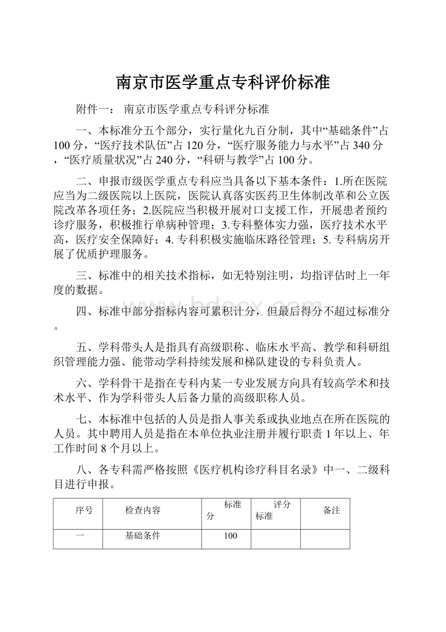 南京市医学重点专科评价标准.docx_第1页