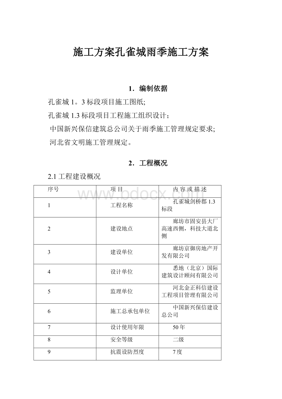 施工方案孔雀城雨季施工方案.docx