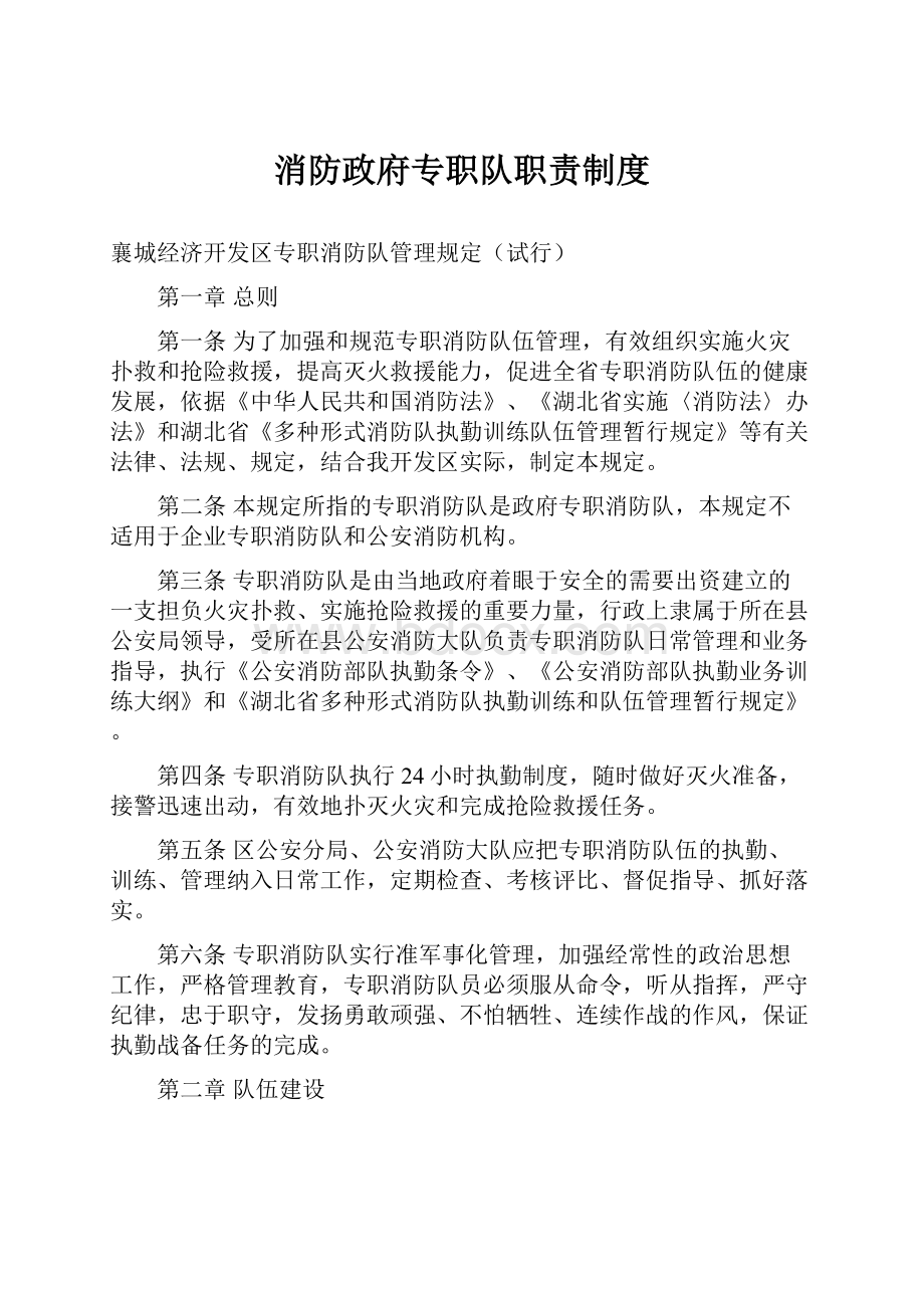 消防政府专职队职责制度.docx