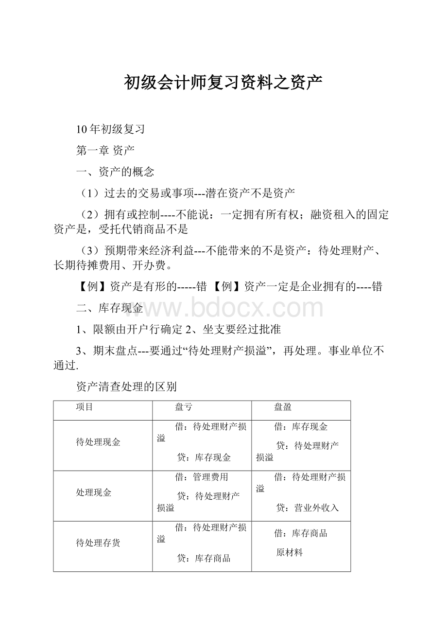 初级会计师复习资料之资产.docx