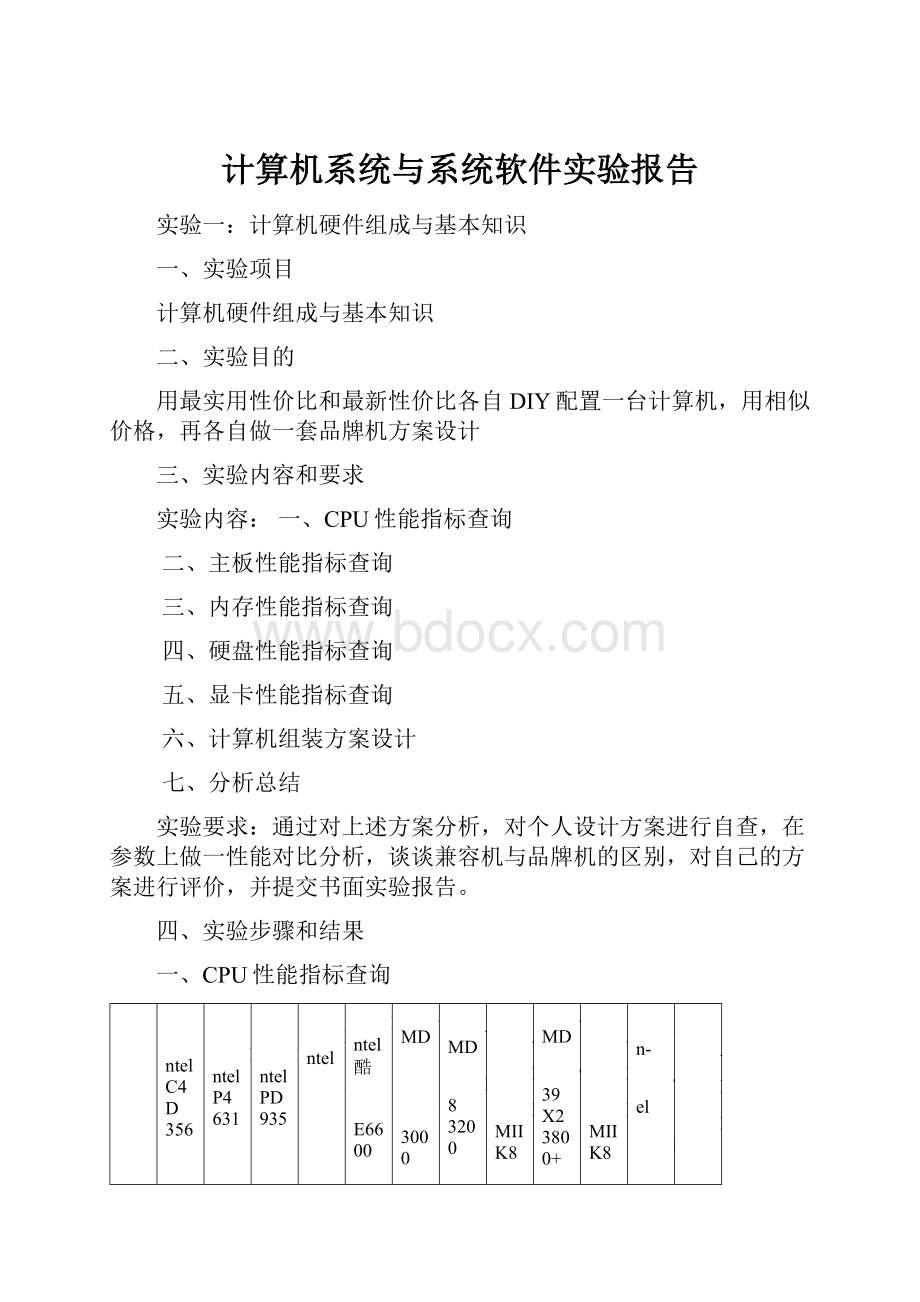 计算机系统与系统软件实验报告.docx