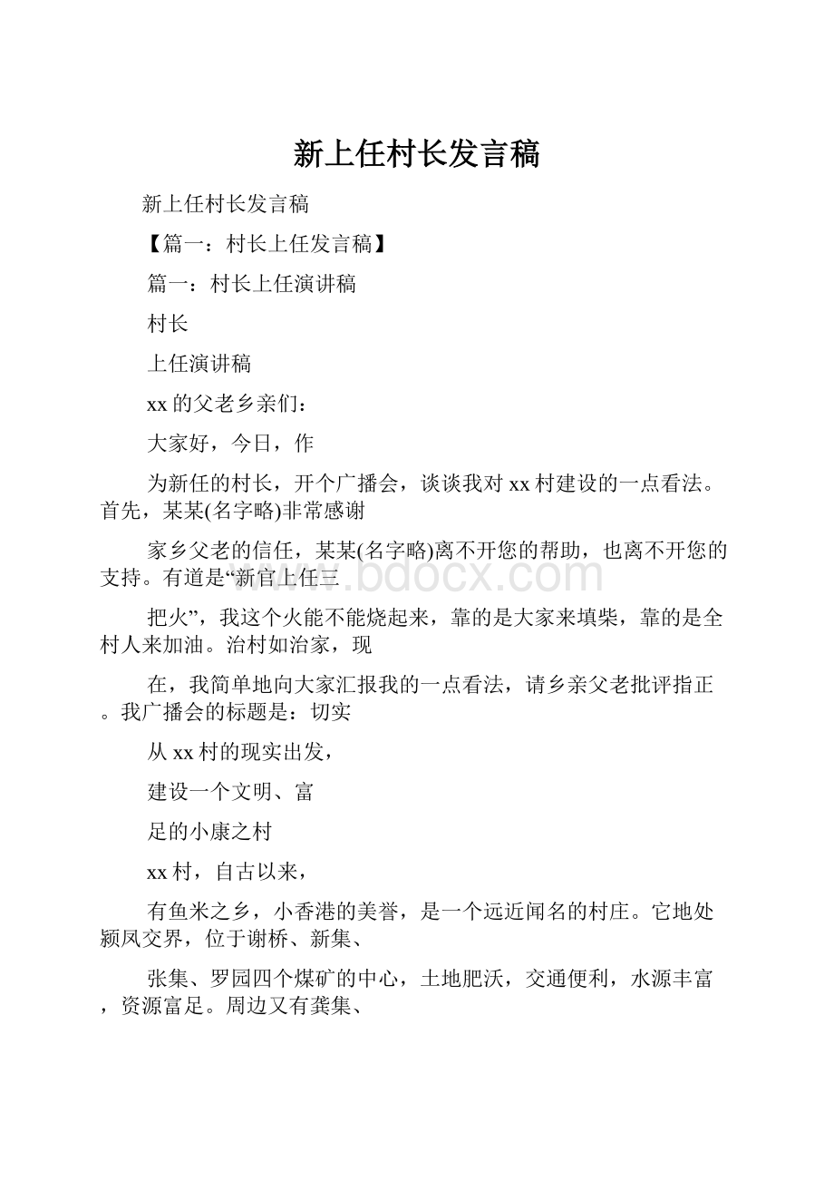 新上任村长发言稿.docx