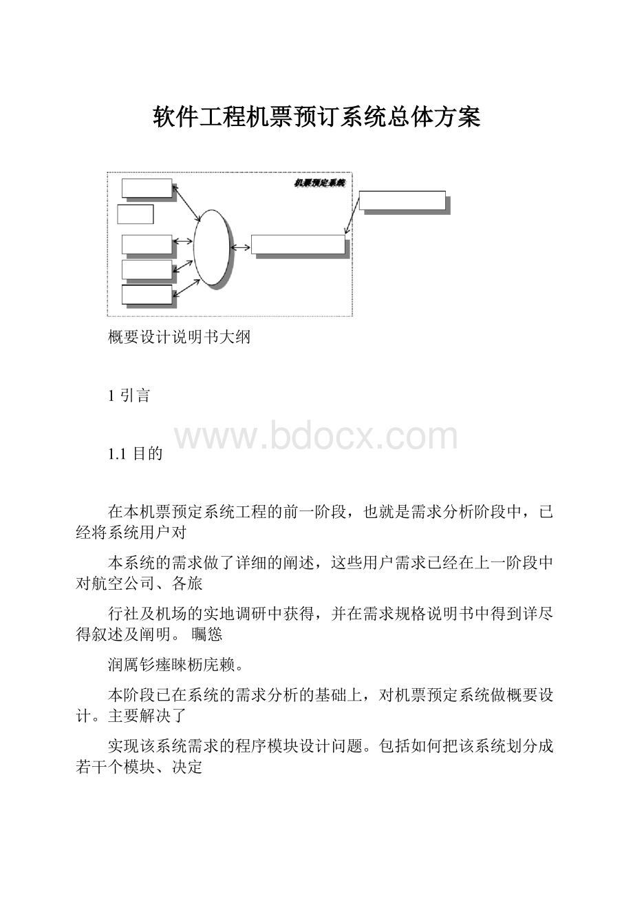 软件工程机票预订系统总体方案.docx_第1页