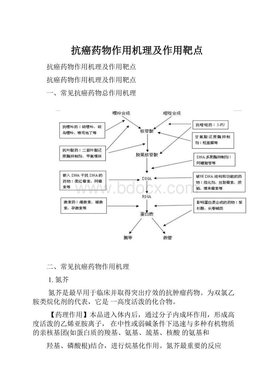 抗癌药物作用机理及作用靶点.docx