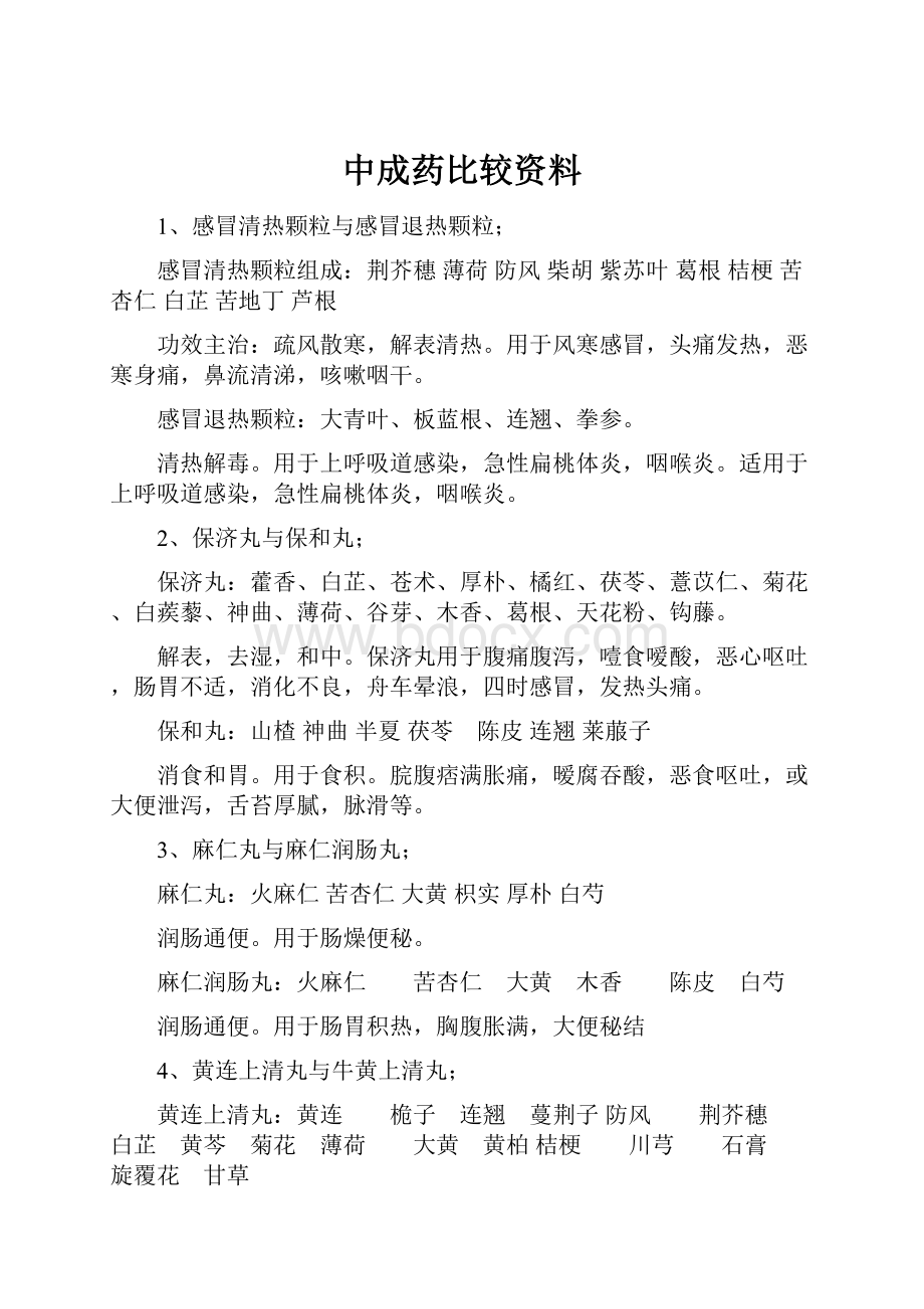 中成药比较资料.docx_第1页