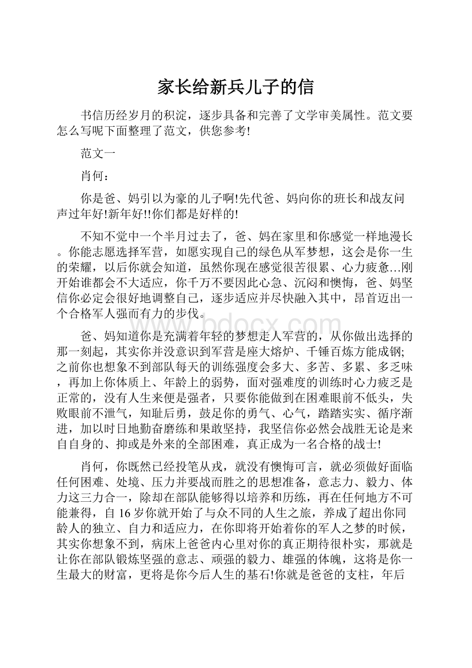 家长给新兵儿子的信.docx