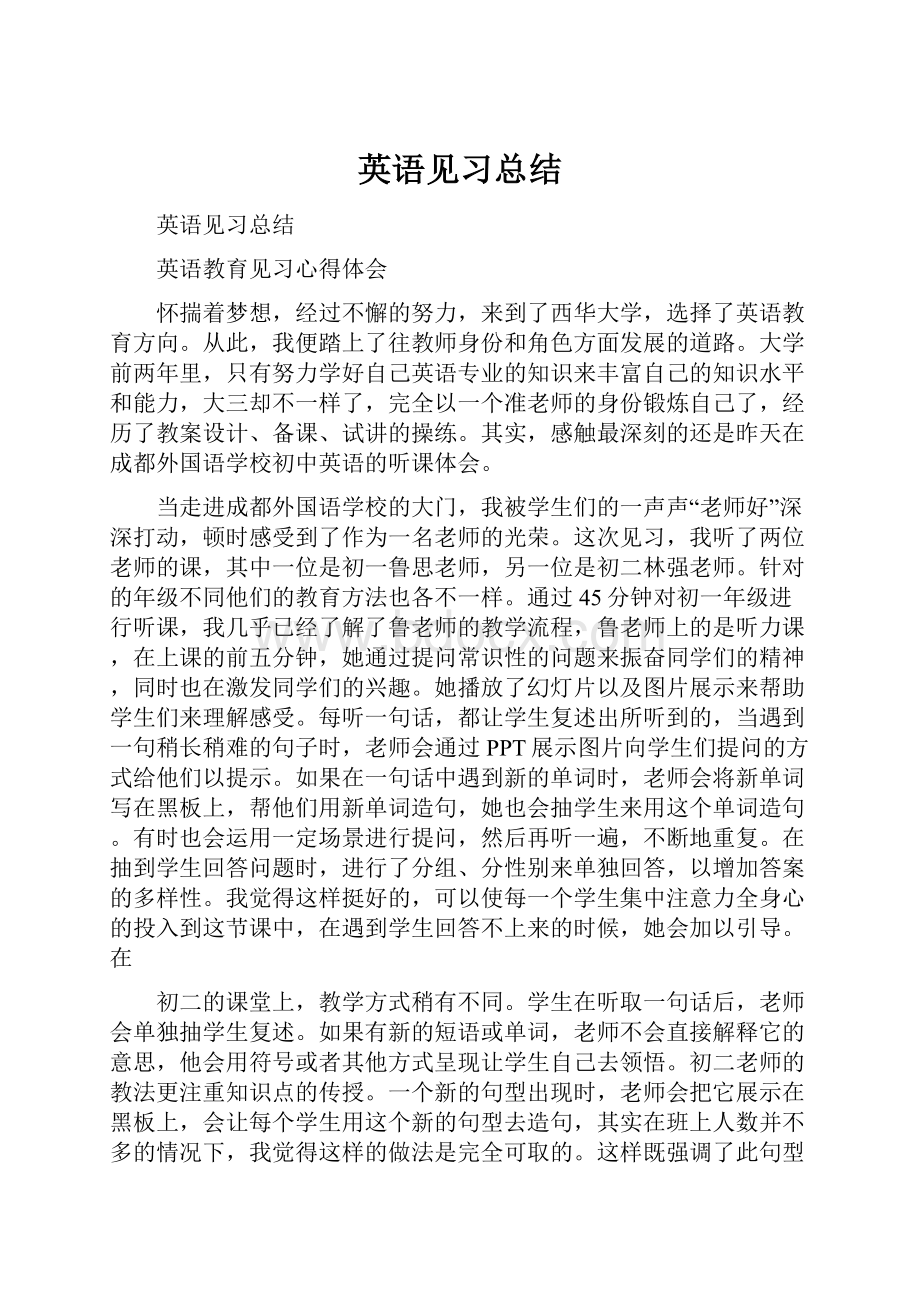 英语见习总结.docx