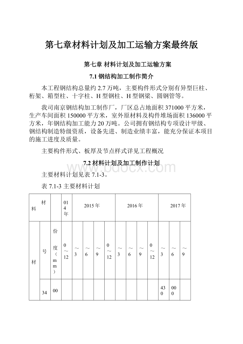 第七章材料计划及加工运输方案最终版.docx_第1页