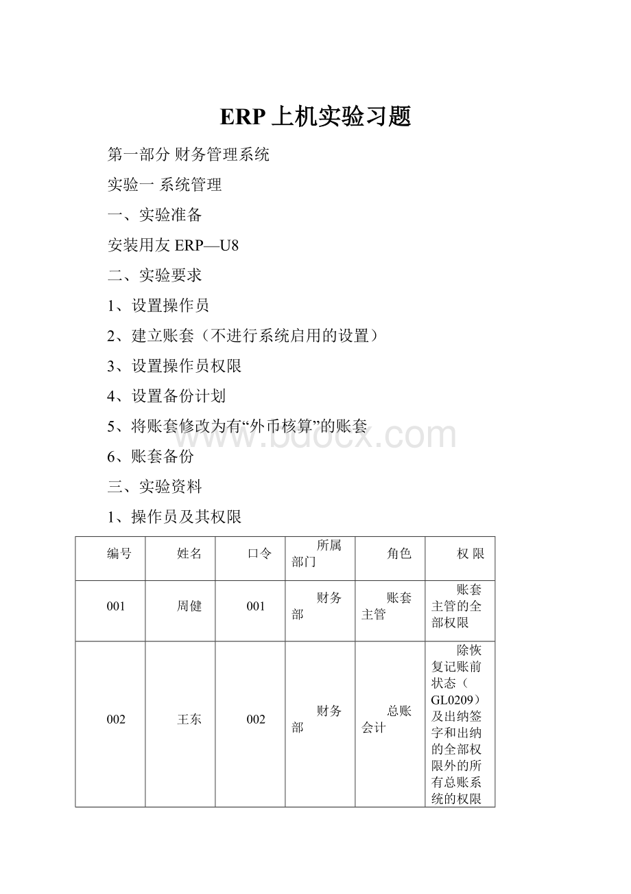 ERP上机实验习题.docx_第1页