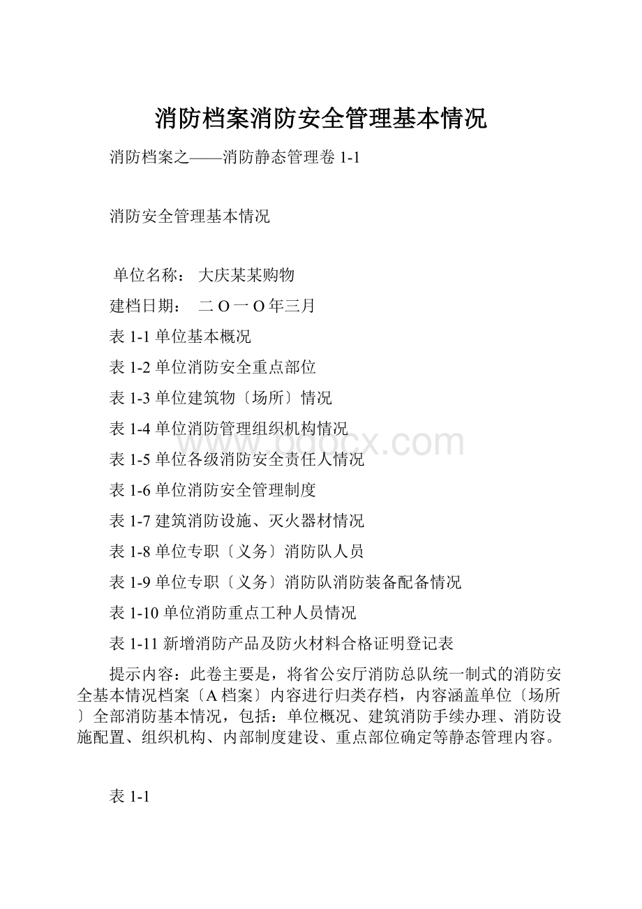 消防档案消防安全管理基本情况.docx