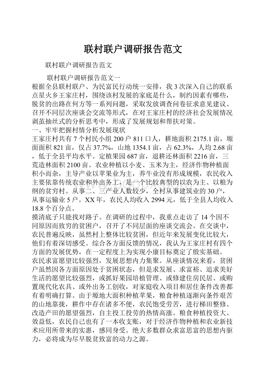 联村联户调研报告范文.docx