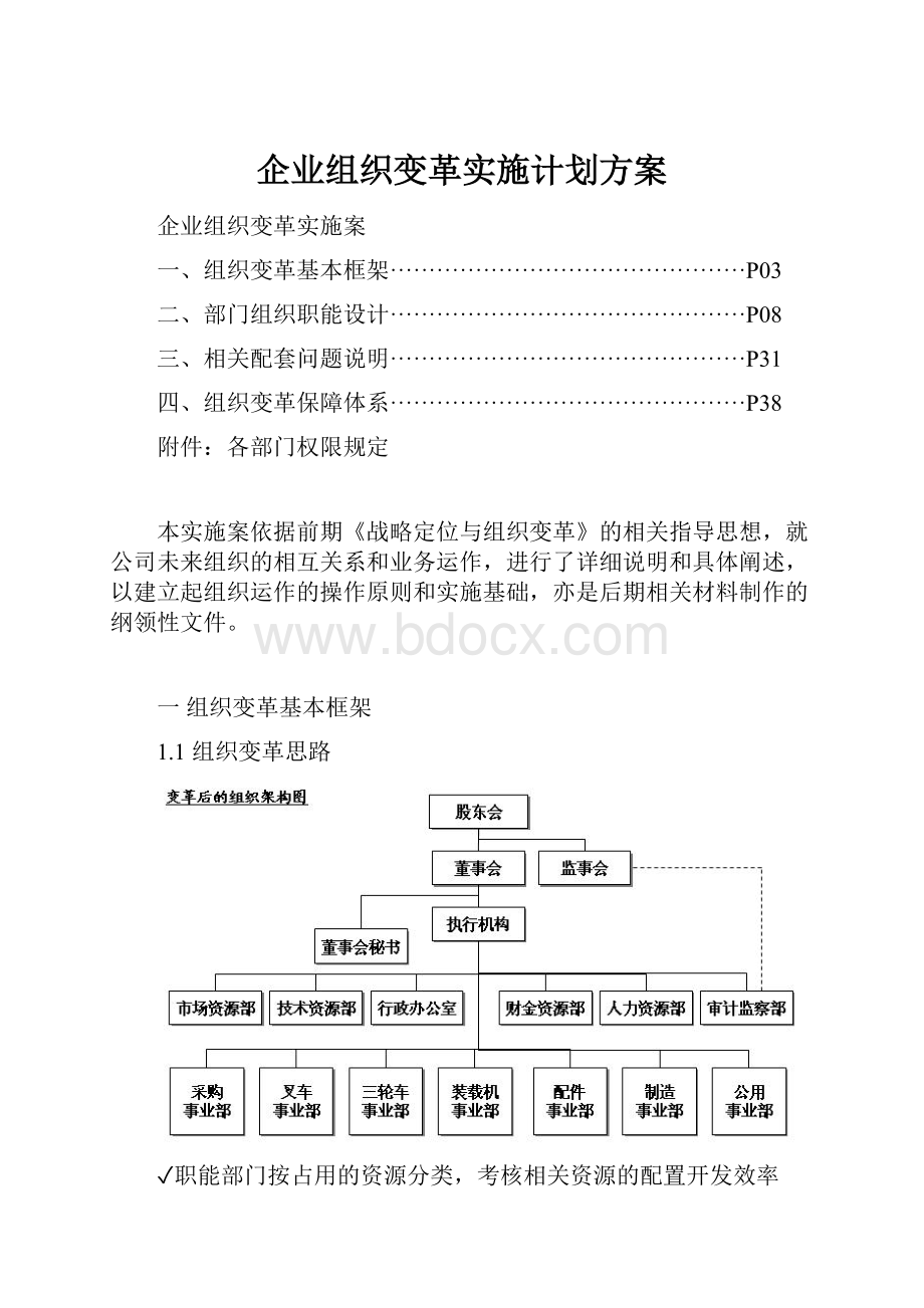 企业组织变革实施计划方案.docx