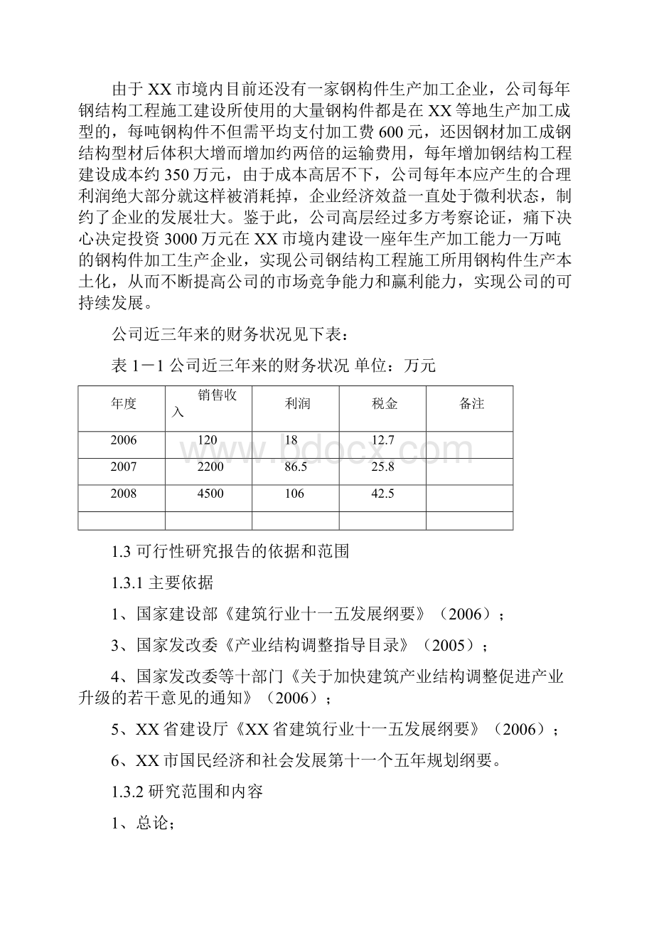 年产一万吨钢结构加工生产项目可行性研究报告.docx_第3页