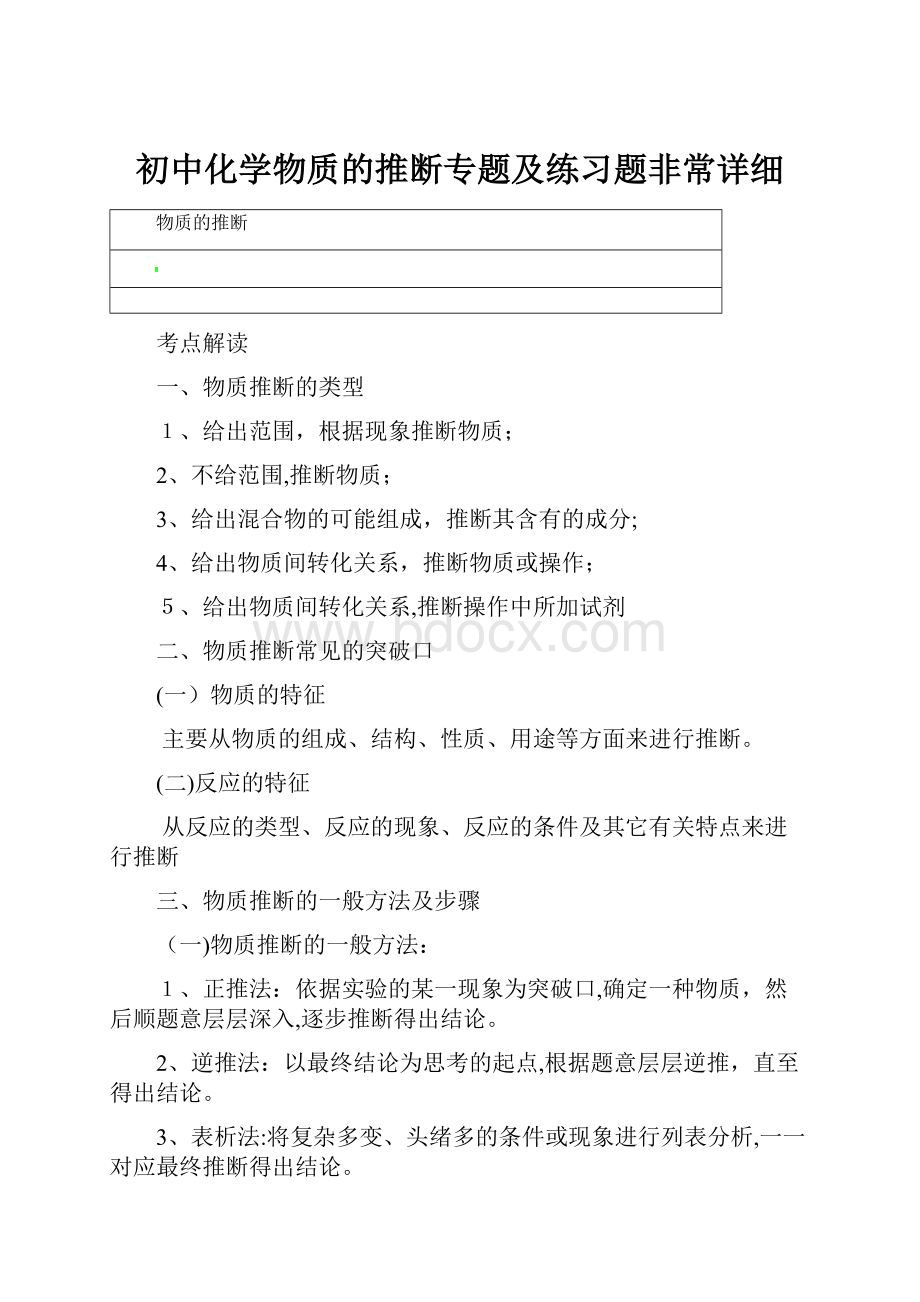 初中化学物质的推断专题及练习题非常详细.docx_第1页