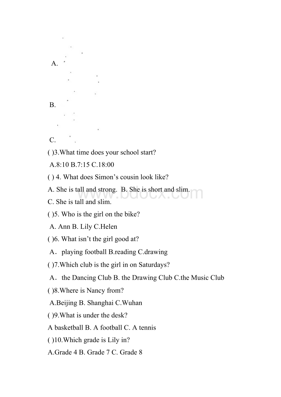 学年七年级英语上学期质量监控测试试题 牛津译林版.docx_第2页