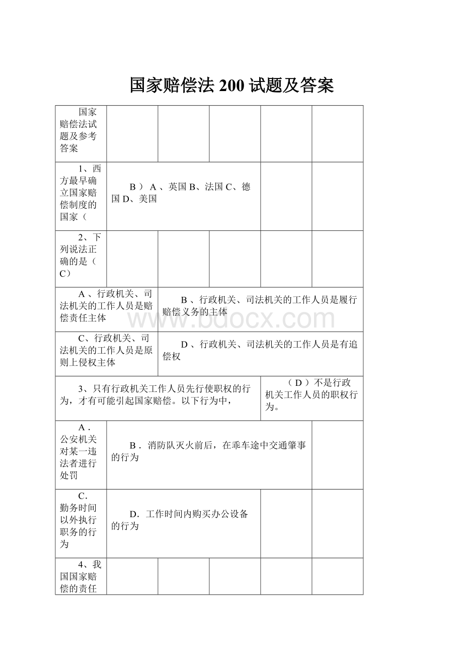 国家赔偿法200试题及答案.docx