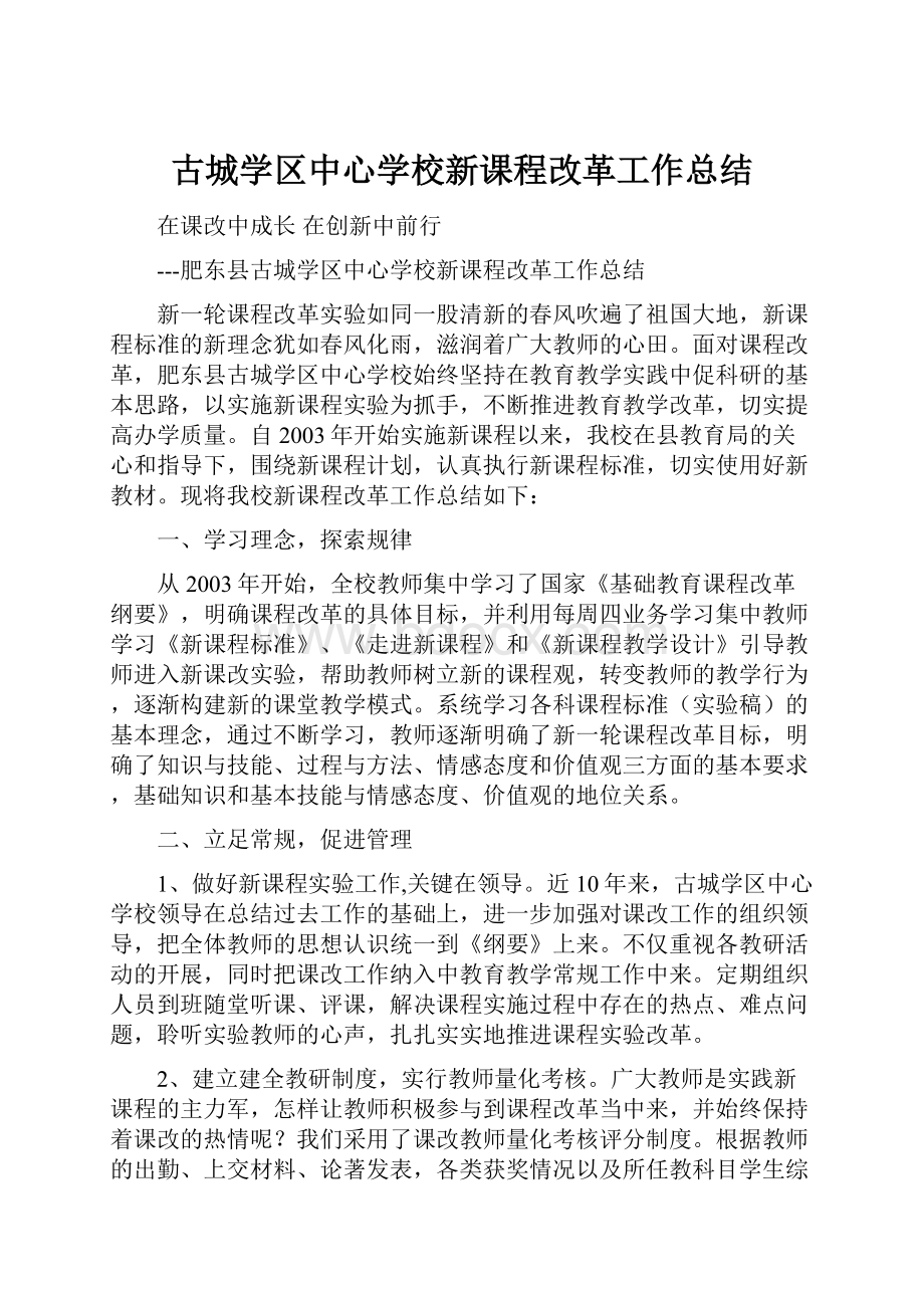 古城学区中心学校新课程改革工作总结.docx