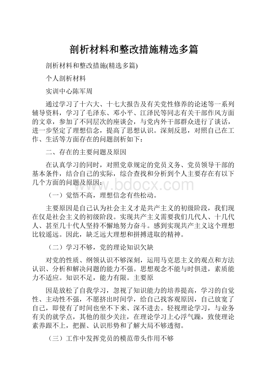 剖析材料和整改措施精选多篇.docx