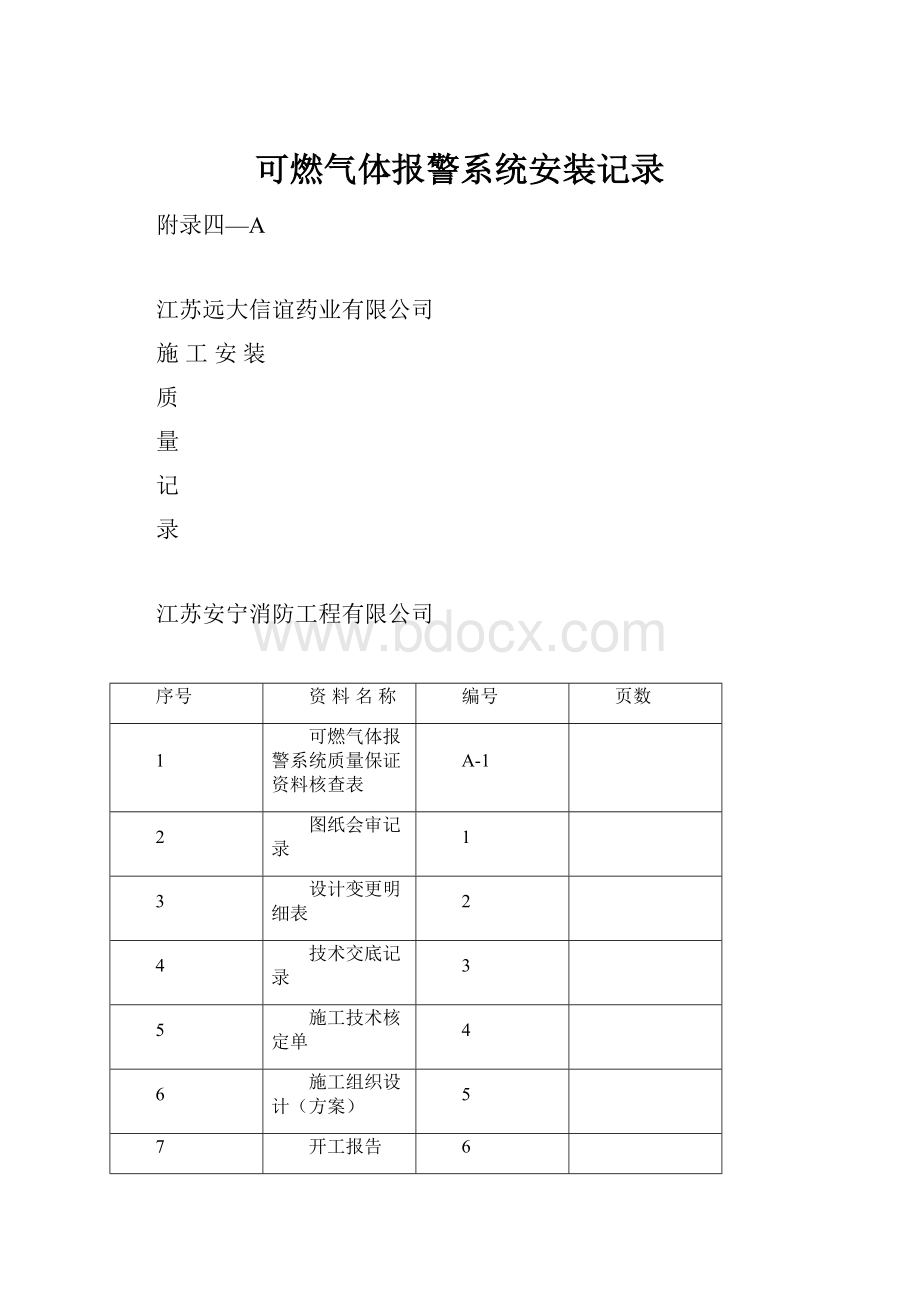 可燃气体报警系统安装记录.docx